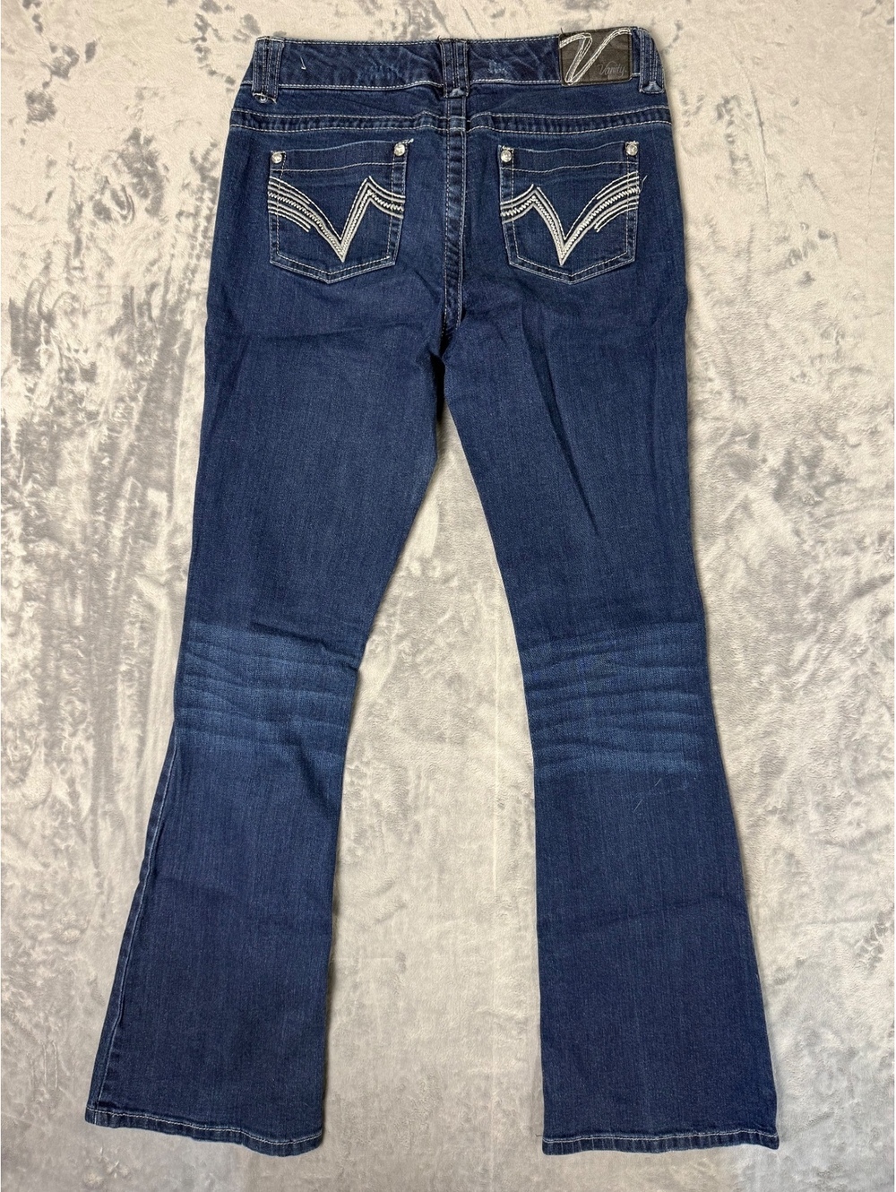 Vanity Premium Collection Women Bootcut Jeans Sz 26W 31L Rhinestone Pocket Y2K